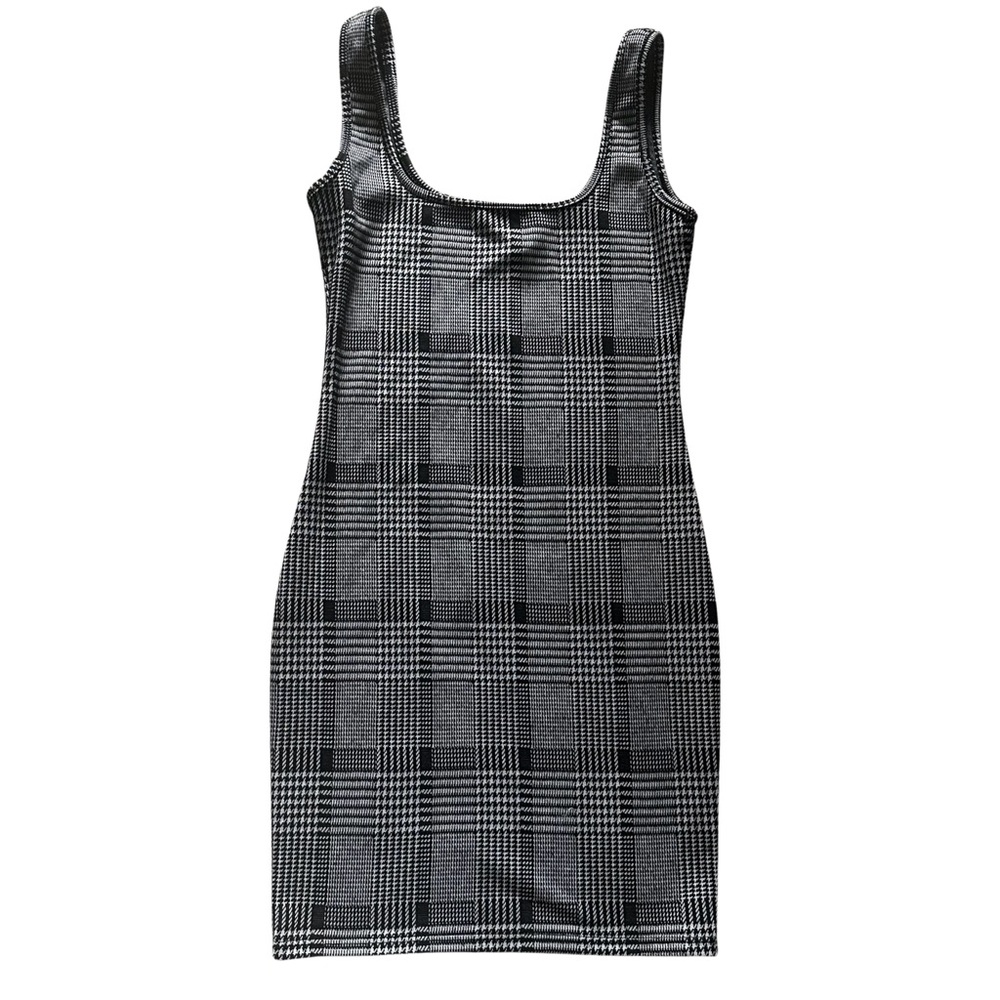 Windsor Black and Gray Plaid Mini Dress- Small
